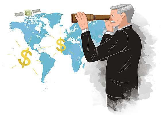 PSD 응시 남자 중년 세계지도 돈 일러스트 비즈니스 한명 서기 들기 사람 정장 상반신 성인 경제 글로벌 달러 망원경 인공위성 관찰 비즈니스맨 남자만 남자한명만 성인남자만 성인한명만 성인남자한명만 중년만 중년남자만 중년남자한명만 성인만 국내일러스트 1 시선 옷 지도 통신 모션 세계 직장인 재산 파일형식