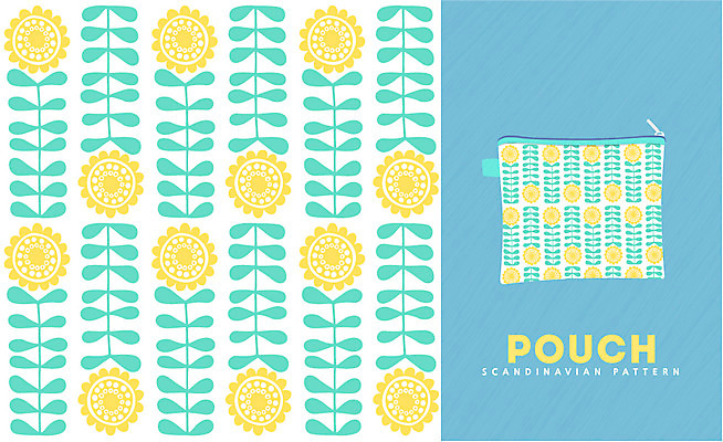 디자인 꽃 백그라운드 무늬 꽃무늬 패턴 일러스트 자연 북유럽 북유럽스타일 사람없음 패턴백그라운드 오브젝트 파우치 국내일러스트 AI파일 식물 유럽 가방 생태계 스타일 파일형식 벡터