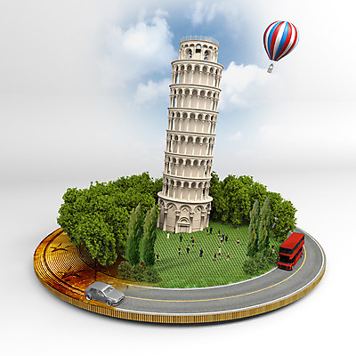 PSD 구름 편집 편집이미지 여행 자동차 하늘 사람 여러명 관광지 3D 여행객 이탈리아 열기구 피사의사탑 편집3D 자연요소 유럽 육상교통 다수 항공교통 세계문화유산 디지털합성 파일형식