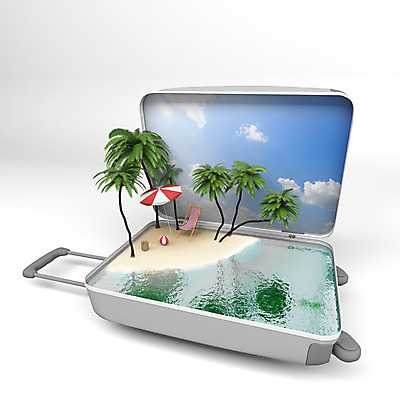 PSD 나무 구름 편집 편집이미지 바다 여행 하늘 열대 사람없음 여름 3D 여행가방 파라솔 비치볼 휴양지 수트케이스 야외의자 편집3D 자연요소 식물 계절 의자 가방 공 바캉스용품 장소 디지털합성 파일형식