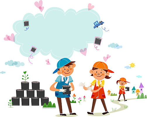 주간 구름 여자 남자 행복 일러스트 프레임 함께함 사람 성인 야외 세명 마을 봉사 도움 자원봉사자 배송 연탄 성인만 국내일러스트 AI파일 자연요소 감정 컨셉 파일형식 벡터