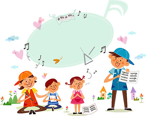 여자 남자 행복 어린이 악기 음악 음표 일러스트 노래 프레임 함께함 사람 여러명 성인 봉사 도움 자원봉사자 악보 리코더 국내일러스트 AI파일 기호 감정 다수 컨셉 문화예술 목관악기 파일형식 벡터