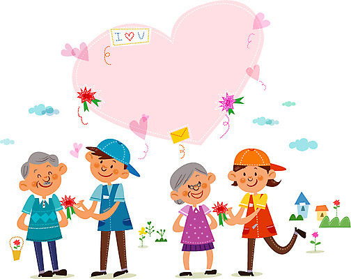 주간 구름 여자 노년 남자 행복 일러스트 프레임 함께함 사람 여러명 성인 야외 하트 봉사 도움 자원봉사자 어버이날 카네이션 노인만 성인만 국내일러스트 AI파일 자연요소 모양 기념일 꽃 감정 다수 컨셉 파일형식 벡터