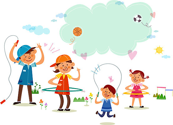 주간 구름 여자 남자 행복 어린이 일러스트 공 프레임 함께함 사람 여러명 성인 야외 운동 봉사 도움 자원봉사자 줄넘기 훌라후프 국내일러스트 AI파일 자연요소 감정 다수 컨셉 건강 파일형식 벡터