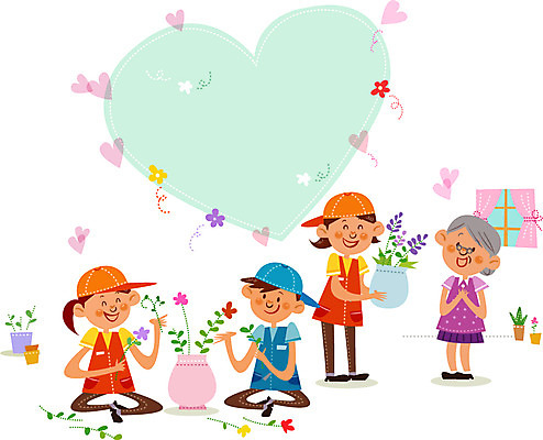 여자 노년 남자 행복 일러스트 프레임 함께함 실내 사람 여러명 성인 꽃병 하트 봉사 도움 자원봉사자 꽃꽂이 나눔 노인만 성인만 국내일러스트 AI파일 모양 꽃 감정 다수 컨셉 내부 원예 파일형식 벡터