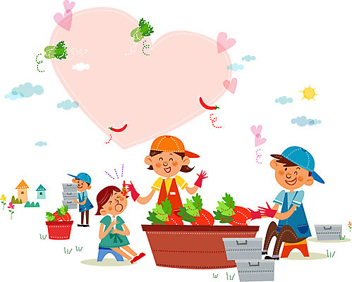 주간 여자 남자 행복 어린이 일러스트 고추 김치 프레임 함께함 사람 여러명 야외 하트 봉사 도움 자원봉사자 배추 김장 대야 어린이만 국내일러스트 AI파일 자연요소 모양 감정 한식 다수 컨셉 채소 파일형식 벡터