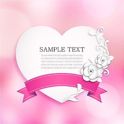 꽃 리본 분홍색 컬러 백그라운드 일러스트 프레임 사랑 사람없음 라벨 하트 국내일러스트 AI파일 모양 식물 감정 파일형식 벡터