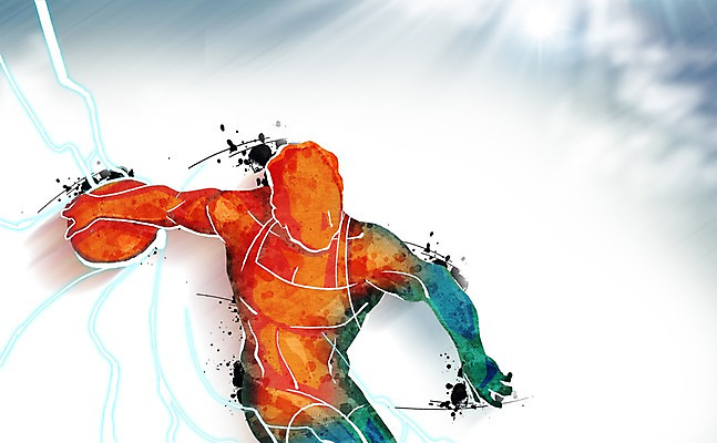 PSD 남자 스포츠 올림픽 일러스트 캘리그라피 한명 사람 상반신 빛 자신감 던지기 육상스포츠 열정 원반 남자한명만 국내일러스트 1 감정 스포츠용품 모션 남자만 파일형식