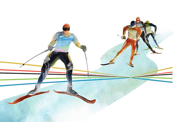 전신 PSD 남자 일러스트 스키 겨울스포츠 동계올림픽 사람 여러명 자신감 열정 폴 크로스컨트리 남자만 국내일러스트 감정 스포츠 다수 올림픽 스키용품 파일형식