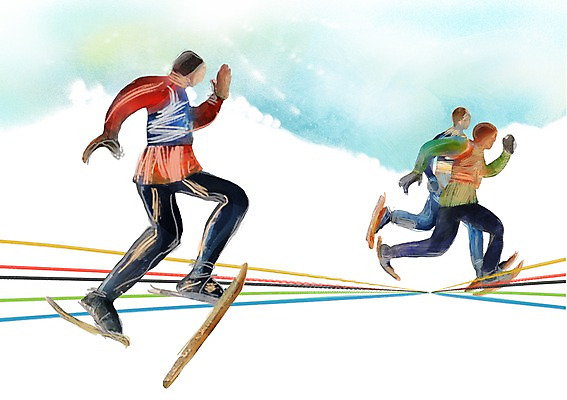 전신 PSD 계절 남자 겨울 일러스트 겨울스포츠 동계올림픽 사람 세명 달리기 자신감 열정 남자만 국내일러스트 감정 스포츠 올림픽 모션 파일형식