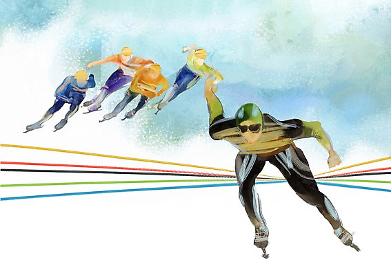 전신 PSD 계절 남자 겨울 일러스트 겨울스포츠 동계올림픽 사람 여러명 자신감 열정 스피드스케이팅 남자만 국내일러스트 감정 스포츠 다수 올림픽 스케이팅 파일형식