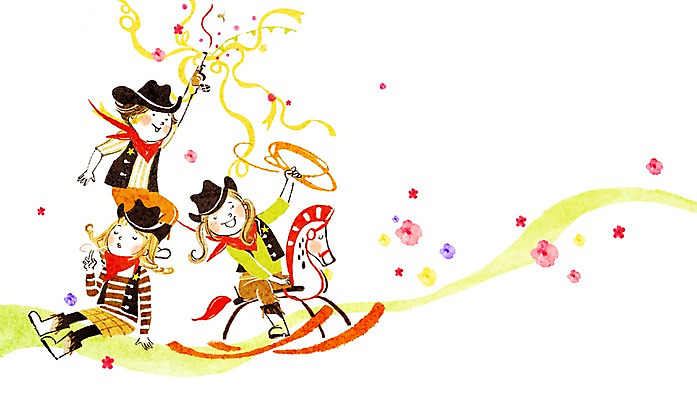 전신 PSD 여자 남자 어린이 인형 일러스트 폭죽 서기 사람 앉기 소녀 소년 세명 목마 카우보이 어린이만 국내일러스트 모션 파일형식