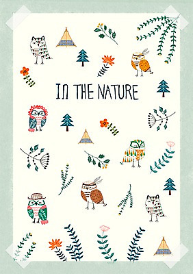 PSD 나무 식물 동물 꽃 백그라운드 스티커 잎 패턴 일러스트 조류 북유럽 북유럽스타일 종류 텐트 사람없음 풀 부엉이 아기자기 국내일러스트 유럽 컨셉 무늬 캠핑도구 스타일 파일형식