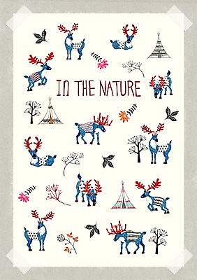 PSD 나무 식물 동물 꽃 포즈 백그라운드 스티커 잎 패턴 일러스트 북유럽 북유럽스타일 종류 텐트 사람없음 풀 순록 아기자기 국내일러스트 유럽 컨셉 무늬 캠핑도구 스타일 파일형식