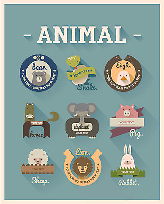 모양 동물 영어 상징 백그라운드 스티커 일러스트 곰 코끼리 사람없음 세트 라벨 웹 토끼 양 말_동물 돼지 뱀 사자 심볼 독수리 엘리먼트 국내일러스트 AI파일 문자 인터넷 포유류 파충류 조류 프레임 반려동물 파일형식 벡터