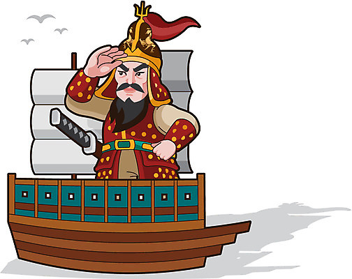 캐릭터 남자 일러스트 한명 사람 동양인 한국인 역사 칼 위인 영웅 장군 이순신 선박 일러캐릭터 AI파일 직업 1 수상교통 인종 파일형식 벡터