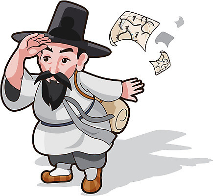 캐릭터 남자 일러스트 한명 사람 동양인 성인 한국인 역사 위인 김정호 대동여지도 지리 학자 남자만 남자한명만 성인남자만 성인만 일러캐릭터 AI파일 갓모자 직업 모자_잡화 1 지도 전통소품 인종 파일형식 벡터