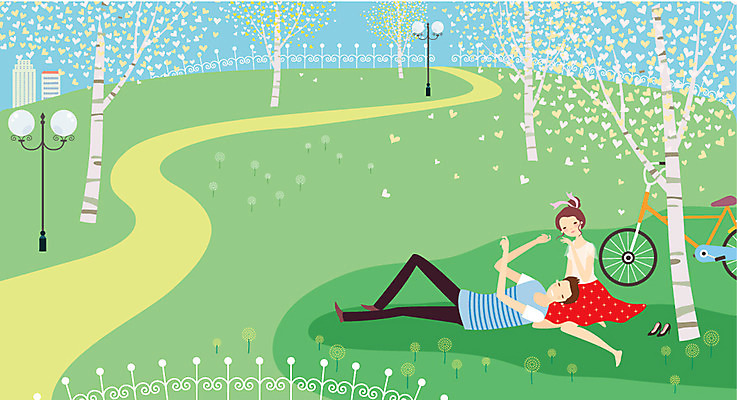 주간 나무 커플 공원 여자 남자 가로등 데이트 일러스트 자연 휴식 사람 동양인 성인 야외 두명 건물 자전거 산책 로맨틱 자전거길 성인만 국내일러스트 AI파일 자연요소 식물 건축물 공공시설 길 컨셉 관계 인종 바이크 생태계 파일형식 벡터