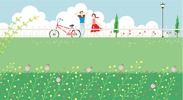 주간 구름 커플 여자 남자 꽃 가로등 데이트 일러스트 바람 휴식 사람 동양인 성인 야외 두명 여름 자전거 산책 로맨틱 자전거길 성인만 국내일러스트 AI파일 자연요소 식물 계절 공공시설 길 컨셉 관계 날씨 인종 바이크 파일형식 벡터
