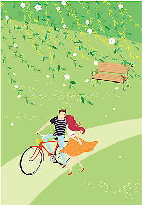 주간 나무 커플 여자 남자 벤치 데이트 일러스트 자연 휴식 사랑 사람 동양인 성인 야외 두명 자전거 산책 로맨틱 자전거길 성인만 국내일러스트 AI파일 자연요소 식물 감정 길 컨셉 의자 관계 인종 바이크 생태계 파일형식 벡터