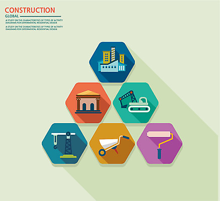건축 컬러 백그라운드 일러스트 공장 공사 사람없음 건물 컬러풀 수레 플랫 포크레인 기중기 페인트붓 국내일러스트 AI파일 건축물 공업 건설업 카트 붓 중장비 파일형식 벡터