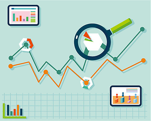 백그라운드 일러스트 비즈니스 돋보기 그래프 정보기술 사람없음 태블릿 플랫 서류판 국내일러스트 AI파일 기술 전자제품 스마트기기 사무용품 파일형식 벡터