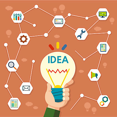 손 종이 백그라운드 일러스트 전구 돋보기 그래프 아이디어 한명 신체부위 모니터 확성기 공구 바퀴 이메일 플랫 톱니바퀴 국내일러스트 AI파일 1 컨셉 사람 컴퓨터 도구 파일형식 벡터