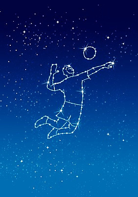 PSD 편집 편집이미지 별 스포츠 백그라운드 공 하늘 사람모양 사람없음 반짝임 운동 우주 별자리 배구 스파이크 이미지편집 자연요소 모양 모션 건강 구기 파일형식