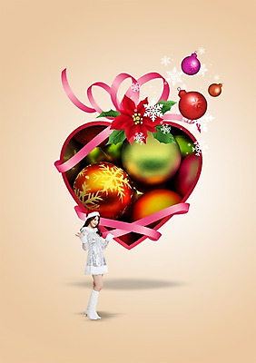 전신 PSD 편집이미지 여자 크리스마스 산타모자 한명 사람 동양인 성인 장식 한국인 눈송이 구슬 여자만 여자한명만 성인여자만 성인만 이미지편집 모자_잡화 1 기념일 눈_날씨 인종 파일형식