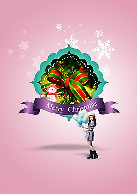 전신 PSD 편집이미지 여자 리본 크리스마스 눈사람 사람 동양인 성인 장식 라벨 한국인 눈송이 풍선 여자만 성인여자만 성인만 이미지편집 기념일 프레임 눈_날씨 인종 파일형식