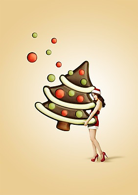 PSD 편집이미지 여자 크리스마스 산타모자 한명 사람 동양인 성인 크리스마스트리 산타클로스 한국인 여자만 여자한명만 성인여자만 성인만 이미지편집 모자_잡화 1 기념일 인종 파일형식