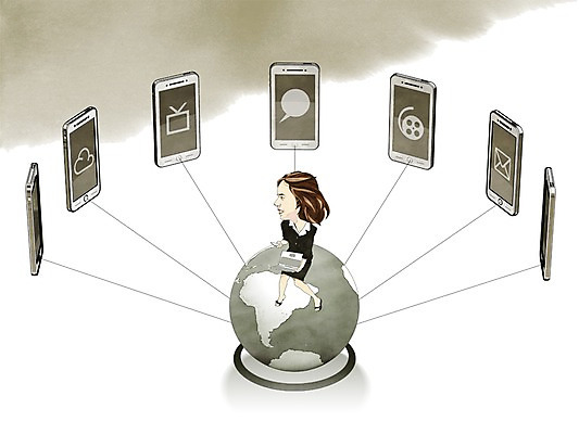 PSD 라이프스타일 여자 지구 백그라운드 일러스트 비즈니스 통신 한명 사람 성인 스마트폰 글로벌 비즈니스우먼 어플리케이션 스마트 기능 여자만 여자한명만 성인여자만 성인만 국내일러스트 1 컨셉 생활 핸드폰 스마트기기 직장인 파일형식