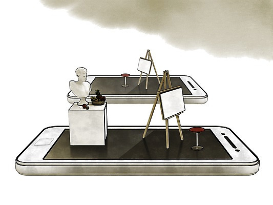 PSD 라이프스타일 예술 백그라운드 일러스트 미술 사람없음 스마트폰 조각상 미술도구 스마트 이젤 국내일러스트 컨셉 문화예술 생활 핸드폰 스마트기기 조형물 오브젝트 파일형식