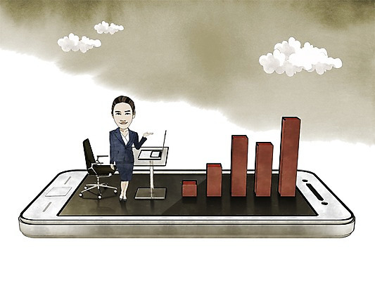 PSD 구름 라이프스타일 여자 백그라운드 일러스트 비즈니스 한명 사람 성인 스마트폰 업무 비즈니스우먼 스마트 막대그래프 서류판 여자만 여자한명만 성인여자만 성인만 국내일러스트 자연요소 1 컨셉 그래프 생활 핸드폰 스마트기기 사무용품 작업 직장인 파일형식