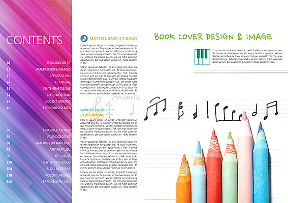 PSD 템플릿 편집 표지디자인 북디자인 출판디자인 교육 내지 음악 백그라운드 북커버 음표 색연필 팜플렛 사람없음 건반 오선지 이미지템플릿 기호 문화예술 학용품 악보 오선 파일형식