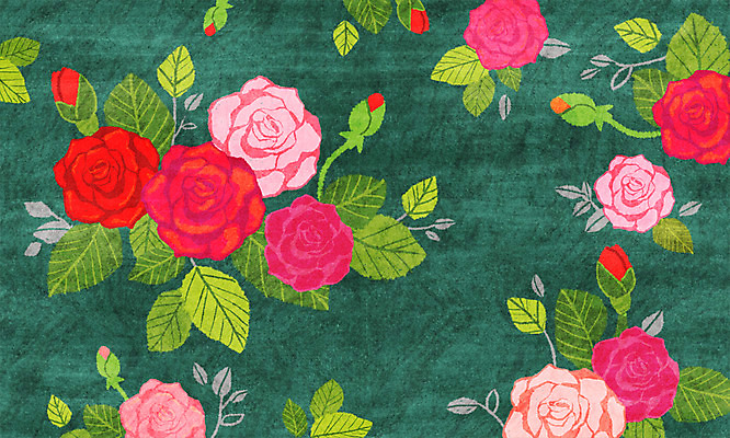 모양 PSD 식물 꽃 컬러 백그라운드 잎 패턴 일러스트 사람없음 초록색 장미 국내일러스트 무늬 파일형식