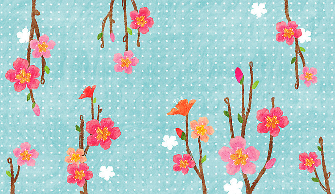 모양 PSD 식물 꽃 컬러 백그라운드 패턴 일러스트 사람없음 물방울무늬 나뭇가지 진달래 민트색 국내일러스트 나무 무늬 파일형식