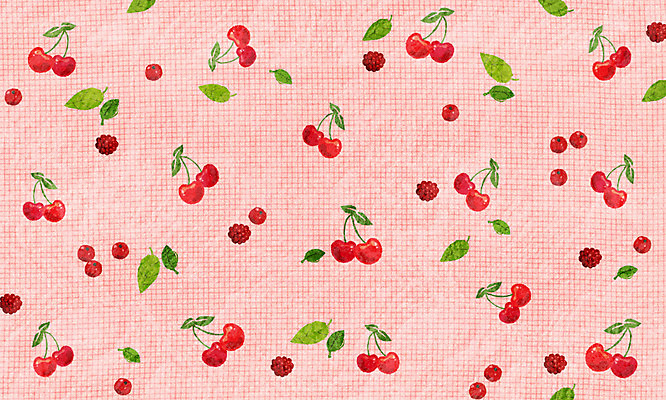 모양 PSD 분홍색 컬러 백그라운드 잎 패턴 과일 일러스트 사람없음 앵두 체리 국내일러스트 식물 열매 무늬 파일형식