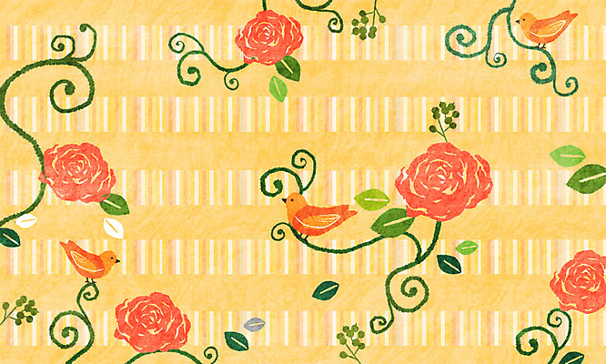 모양 PSD 식물 동물 꽃 컬러 백그라운드 패턴 일러스트 조류 사람없음 장미 노란색 줄무늬 덩굴 국내일러스트 무늬 파일형식