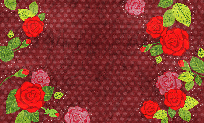 모양 PSD 꽃 컬러 백그라운드 잎 패턴 일러스트 사람없음 빨간색 장미 물방울무늬 국내일러스트 식물 무늬 파일형식