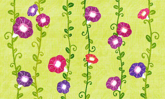 모양 PSD 식물 꽃 컬러 백그라운드 패턴 일러스트 사람없음 연두색 덩굴 나팔꽃 국내일러스트 무늬 초록색 파일형식