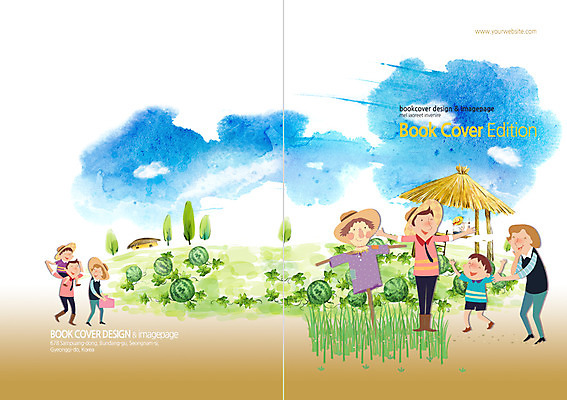 PSD 템플릿 편집 모자 표지디자인 북디자인 출판디자인 여자 표지 남자 어린이 음식 백그라운드 북커버 과일 가족 수박 사람 팜플렛 여러명 성인 라이프 농작물 농사 목말 과수원 허수아비 원두막 귀농 이미지템플릿 잡화 다수 농업 관계 모션 생활 파일형식