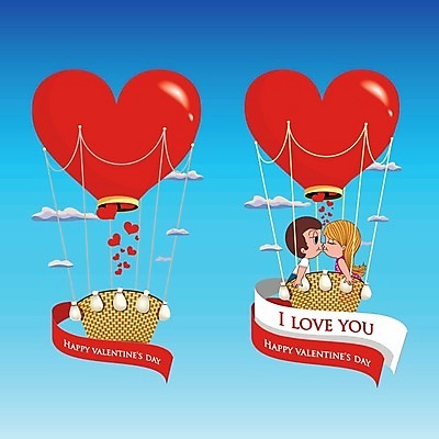 EPS 해외이미지 구름 커플 남자 리본 백그라운드 일러스트 하늘 발렌타인데이 사랑 빨간색 파란색 하트 만화 풍선 해외202004 해외일러스트 자연요소 모양 감정 컬러 관계 데이이벤트 사람 파일형식 벡터 이미지허브