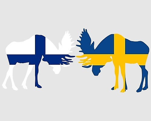 EPS 해외이미지 동물 배너 백그라운드 일러스트 뿔 스웨덴 핀란드 빨간색 파란색 회색 흰색 깃발 뜨거움 바퀴자국 심볼 사인 황소 싸움 고립 전국 해외202004 해외일러스트 컬러 자국 모션 북유럽 소 파일형식 벡터 이미지허브