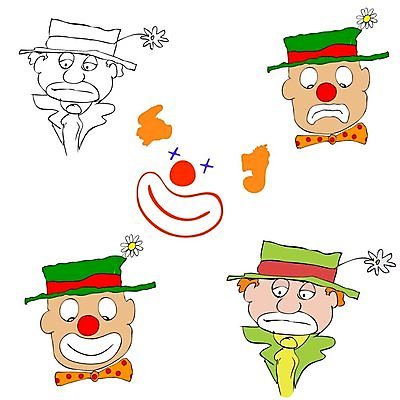 EPS 해외이미지 행복 감정 얼굴 일러스트 미소 슬픔 광대 표현 행운 유머 만화 심볼 사인 그림 코믹 조커 해외202004 해외일러스트 컨셉 표정 신체부위 파일형식 벡터 이미지허브