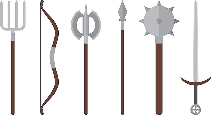 EPS 해외이미지 무기 일러스트 중세 칼 활 도끼 해외202004 해외일러스트 역사 파일형식 벡터 이미지허브