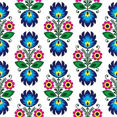 EPS 해외이미지 전통 꽃 패턴 일러스트 사람없음 컬러풀 화려 폴란드 해외202004 해외일러스트 식물 유럽 컬러 컨셉 무늬 파일형식 벡터 이미지허브