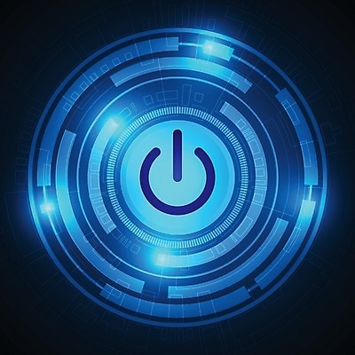 EPS 해외이미지 디자인 컨셉 일러스트 추상 미래 사람없음 그래픽 파란색 디지털 전원버튼 전원스위치 해외202004 해외일러스트 컬러 무늬 버튼 전원_전기 파일형식 벡터 이미지허브