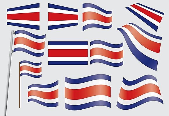 EPS 해외이미지 배너 일러스트 목재 빨간색 파란색 세트 금속 흰색 깃발 중앙아메리카 수집 심볼 사인 깃대 고립 코스타리카 표준 정확 해외202004 해외일러스트 나무 컬러 컨셉 재료 재질 아메리카 파일형식 벡터 이미지허브