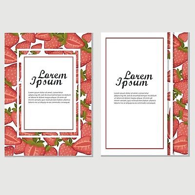 EPS 해외이미지 디자인 배너 일러스트 딸기 디저트 프레임 사람없음 빨간색 카피스페이스 해외202004 해외일러스트 음식 컬러 과일 공백 파일형식 벡터 이미지허브